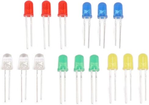 100Pcs 5mm LED Diodes Light Emitting Diodes for DIY Science Green Yellow Blue White in Saudi Arabia