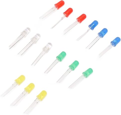 100Pcs 5mm LED Diodes Light Emitting Diodes for DIY Science Green Yellow Blue White in Saudi Arabia