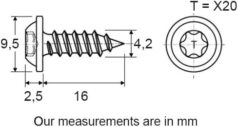 RLX Torx Large Round Head Sheet Metal Screws in Bag 4.2 mm x 16 mm, NFE 25-655, Black Zinc, Pack of 30 in Saudi Arabia