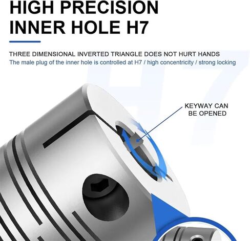 Parallel Line Coupling LT D19L25 Motor Flexible Shaft Coupler Aluminum Alloy Connection Encoder 3D Printer Groove Cardan (Size : LT-D-D19L25 6X10) in Saudi Arabia