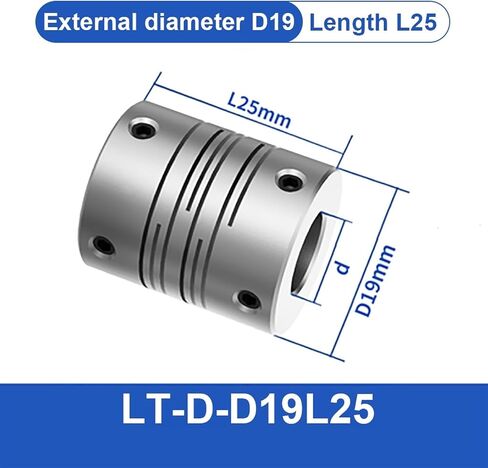 Parallel Line Coupling LT D19L25 Motor Flexible Shaft Coupler Aluminum Alloy Connection Encoder 3D Printer Groove Cardan (Size : LT-D-D19L25 6X10) in Saudi Arabia