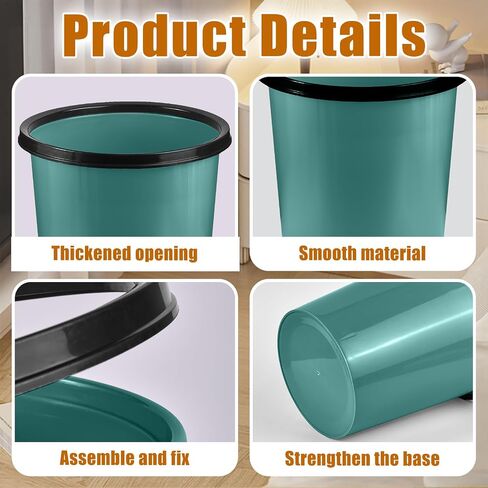 Plastic Small Trash Can Wastebasket - Garbage Can Basket for Bathrooms - Laundry Room, Kitchens, Offices, Kids Rooms, Dorms - Grey in Saudi Arabia