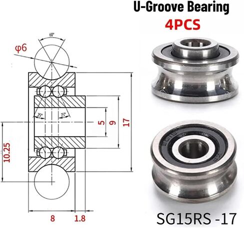 4pcs SG15 5x17x8mm على شكل حرف U براغي حزام محمل مع الأخاديد (SG15-M5-18) in Saudi Arabia