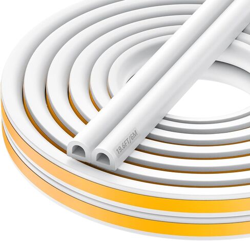Wood Foam Door & Window Seal Strip – High Elasticity, Strong Adhesion Rubber Insulation Tape – Windproof & Soundproof Weather Stripping (White, 2 volumes32FT/10meters) in Saudi Arabia