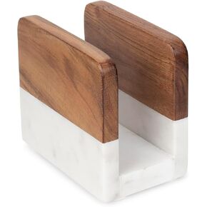 Marble & Acacia Wood Napkin Holder – Modern Upright Paper Napkin Holder for Kitchen Table, Heavy Base Sturdy Tabletop Accessory, Perfect Farmhouse Kitchen Decor Gift in Saudi Arabia