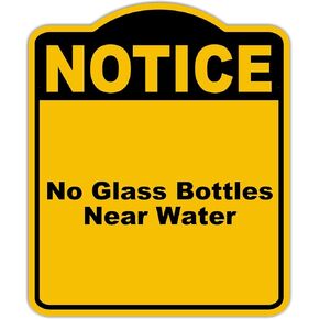 لا توجد زجاجات زجاجية بالقرب من الماء تلاحظ علامة ألومنيوم أسود أصفر علامة 8.5 × 10 بوصات in Kuwait