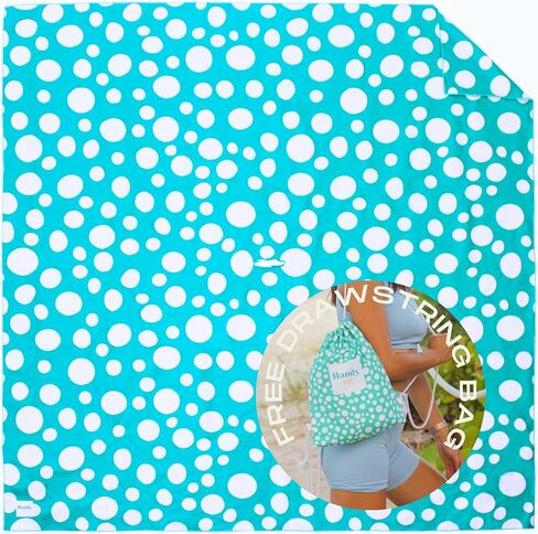 بطانية شاطئية من الألياف الدقيقة ، حصيرة شاطئية كبيرة إضافية لـ 3-6 أشخاص ، مقاوم للرمال ، مقاومة للرياح | ثقب للمظلة ، جيوب الرمال الزاوية لمحاربة الرياح (حقيبة للبطانية) in Kuwait