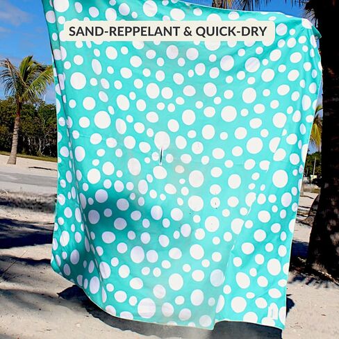 بطانية شاطئية من الألياف الدقيقة ، حصيرة شاطئية كبيرة إضافية لـ 3-6 أشخاص ، مقاوم للرمال ، مقاومة للرياح | ثقب للمظلة ، جيوب الرمال الزاوية لمحاربة الرياح (حقيبة للبطانية) in Kuwait