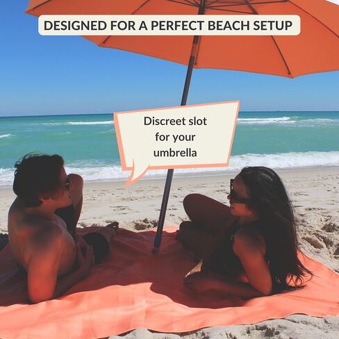 Plush Microfiber Beach Blanket, Extra Large Beach Mat for 3-6 Persons, Sandproof, Windproof | Hole for Umbrella, Corner Sand Pockets to Fight Wind (Bag for Blanket Included) in Saudi Arabia