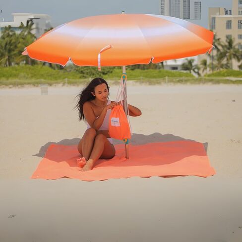 Plush Microfiber Beach Blanket, Extra Large Beach Mat for 3-6 Persons, Sandproof, Windproof | Hole for Umbrella, Corner Sand Pockets to Fight Wind (Bag for Blanket Included) in Saudi Arabia
