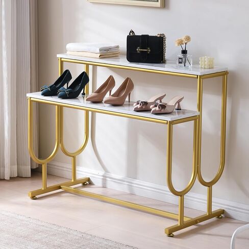 Heavy Duty Display Riser Stand, Tiered Shoes Bags Dolls, Display Table, Imitation marble Grain Planks Display Shelf(2 Tier) in Saudi Arabia