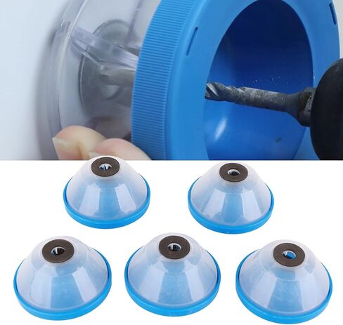 حفر غبار الوعاء ثقب المنشار الماسك الغبار 5pcs ABS اسفنجة مضادة للانزلاق مضاد للاهتزاز غطاء شفاف كبير مجمع الغبار سعة كبيرة لثقب جدار السقف العمل الأزرق شفاف in Kuwait