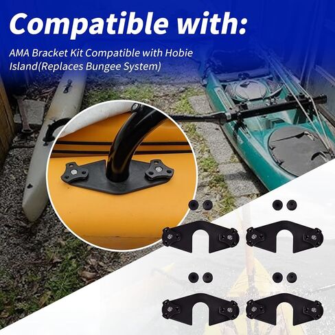 AMA Bracket Kit(8 Pcs Thumb Screw caps; 4 Pcs Brackets;8 Pcs Threaded Inserts;8 Pcs Bolts) Compatible with Hobie Island(Replaces Bungee System) in Saudi Arabia