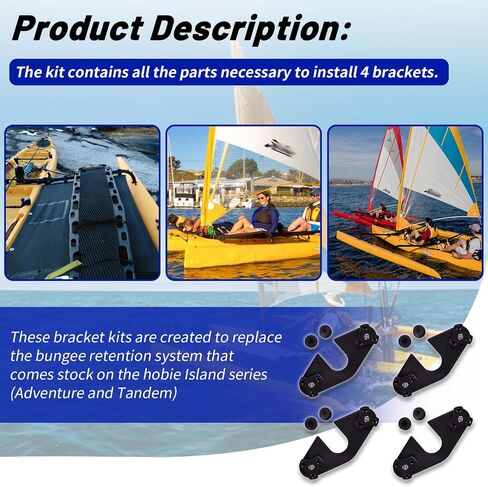 AMA Bracket Kit(8 Pcs Thumb Screw caps; 4 Pcs Brackets;8 Pcs Threaded Inserts;8 Pcs Bolts) Compatible with Hobie Island(Replaces Bungee System) in Saudi Arabia