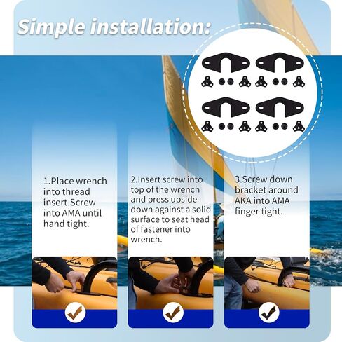 AMA Bracket Kit(8 Pcs Thumb Screw caps; 4 Pcs Brackets;8 Pcs Threaded Inserts;8 Pcs Bolts) Compatible with Hobie Island(Replaces Bungee System) in Saudi Arabia
