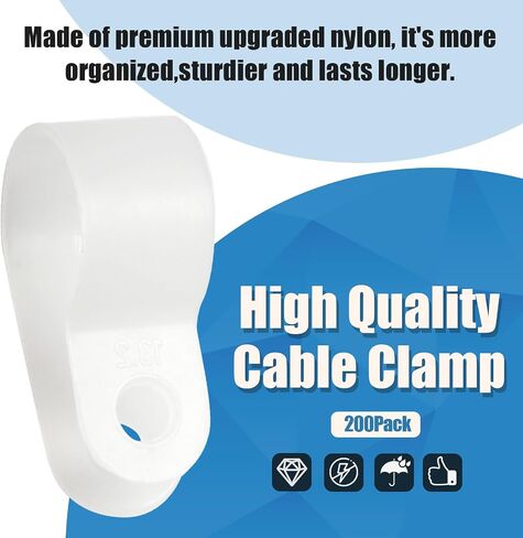 200pcs White Cable Clamp, Nylon Fastener Plastic Wire Clips, 1/2 Inch Clamps Fasteners for Cable Conduit in Saudi Arabia
