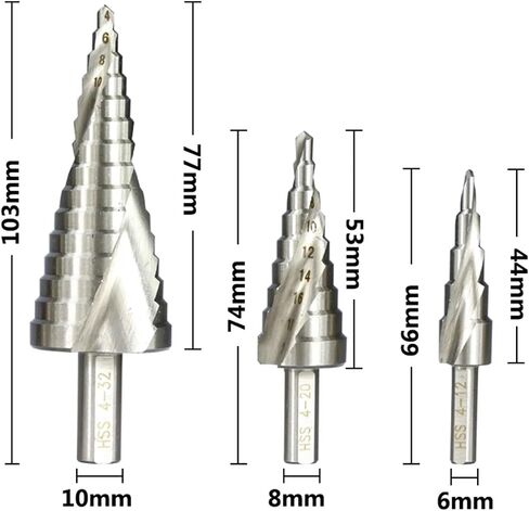 Step Drill Bit 4-12/20/32mm 6-60mm Metal Drills HSS Steel Step Cone Drill Round Shank Wood Metal Drilling Tool Hole 1Pcs(4-32) in Saudi Arabia