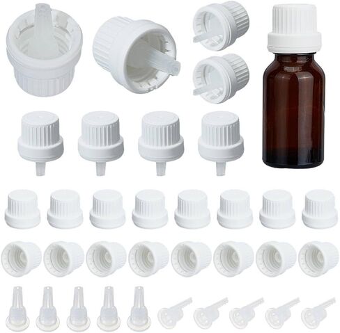 OLYCRAFT 50 Set Black 18/415 Tamper Evident Caps Reusable Plastic Replacement Cap Sample Bottle Cap With Orifice Reducer Dropper Bottle Dispensing Caps For Perfume Essential Oils - Inner Diameter 19mm in Saudi Arabia