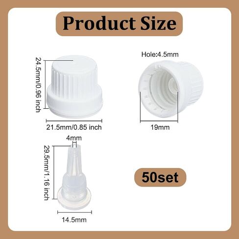 OLYCRAFT 50 Set Black 18/415 Tamper Evident Caps Reusable Plastic Replacement Cap Sample Bottle Cap With Orifice Reducer Dropper Bottle Dispensing Caps For Perfume Essential Oils - Inner Diameter 19mm in Saudi Arabia