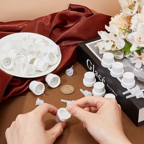 OLYCRAFT 50 Set Black 18/415 Tamper Evident Caps Reusable Plastic Replacement Cap Sample Bottle Cap With Orifice Reducer Dropper Bottle Dispensing Caps For Perfume Essential Oils - Inner Diameter 19mm in Saudi Arabia