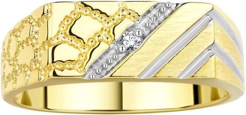 RILOS MEN'S Rings Sterling Silver Classic 1/2 REAM NUGGET RING مع الماس ، حجم مجوهرات رجالي 6 in Kuwait