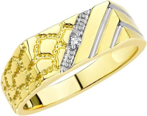 RILOS MEN'S Rings Sterling Silver Classic 1/2 REAM NUGGET RING مع الماس ، حجم مجوهرات رجالي 6 in Kuwait