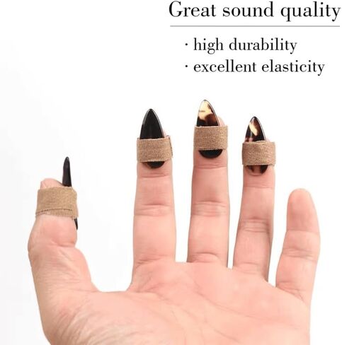 تصميم Groove Design Guzheng Finger Picks مسمار Zither الصيني، مجموعة مع صندوق تخزين لوحة الأظافر بشريط الإصبع - مجموعة ملحقات كاملة لمشغلات الآلات الخيطية in Kuwait
