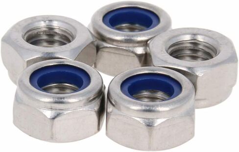 15Pcs M10 x 1.5mm Lock Nuts Nylon Insert Hex Locknuts Self-Lock Nylock Nut 304 Stainless Steel 18-8 DIN985 Hex Drive Plain Finish for Industrial Construction Fasteners in Saudi Arabia