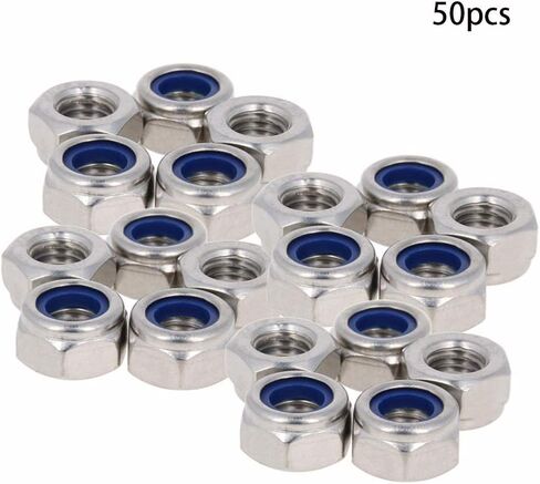 15Pcs M10 x 1.5mm Lock Nuts Nylon Insert Hex Locknuts Self-Lock Nylock Nut 304 Stainless Steel 18-8 DIN985 Hex Drive Plain Finish for Industrial Construction Fasteners in Saudi Arabia