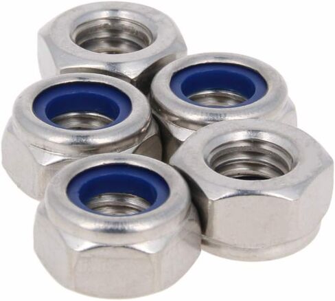 15Pcs M10 x 1.5mm Lock Nuts Nylon Insert Hex Locknuts Self-Lock Nylock Nut 304 Stainless Steel 18-8 DIN985 Hex Drive Plain Finish for Industrial Construction Fasteners in Saudi Arabia