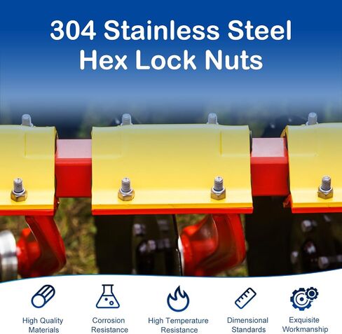 15Pcs M10 x 1.5mm Lock Nuts Nylon Insert Hex Locknuts Self-Lock Nylock Nut 304 Stainless Steel 18-8 DIN985 Hex Drive Plain Finish for Industrial Construction Fasteners in Saudi Arabia