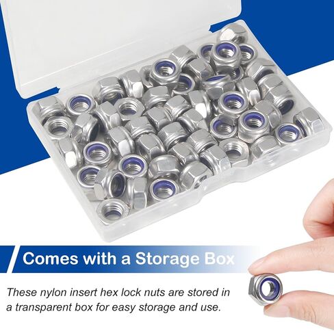 15Pcs M10 x 1.5mm Lock Nuts Nylon Insert Hex Locknuts Self-Lock Nylock Nut 304 Stainless Steel 18-8 DIN985 Hex Drive Plain Finish for Industrial Construction Fasteners in Saudi Arabia