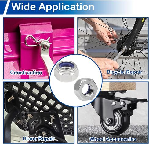 15Pcs M10 x 1.5mm Lock Nuts Nylon Insert Hex Locknuts Self-Lock Nylock Nut 304 Stainless Steel 18-8 DIN985 Hex Drive Plain Finish for Industrial Construction Fasteners in Saudi Arabia