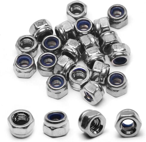 15Pcs M10 x 1.5mm Lock Nuts Nylon Insert Hex Locknuts Self-Lock Nylock Nut 304 Stainless Steel 18-8 DIN985 Hex Drive Plain Finish for Industrial Construction Fasteners in Saudi Arabia