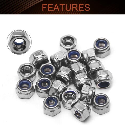 15Pcs M10 x 1.5mm Lock Nuts Nylon Insert Hex Locknuts Self-Lock Nylock Nut 304 Stainless Steel 18-8 DIN985 Hex Drive Plain Finish for Industrial Construction Fasteners in Saudi Arabia
