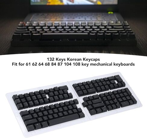 ZJchao 132 Key Korean Keycaps OEM Height Keycap Set for Mechanical Keyboards (Black) in Saudi Arabia