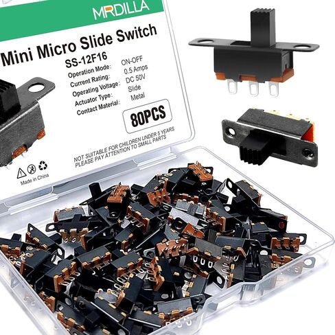 80 PCS SPDT Micro Slide Switch 3 PIN 2 موضع ، مفتاح تبديل رأسي صغير 3 مم 1P2T ، مفتاح Silver Mini On-Off متاح للمشاريع الإلكترونية ، مفاتيح Arduino in Kuwait