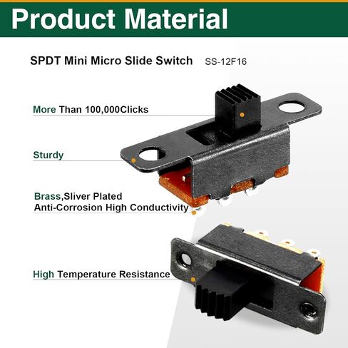 80 PCS SPDT Micro Slide Switch 3 PIN 2 موضع ، مفتاح تبديل رأسي صغير 3 مم 1P2T ، مفتاح Silver Mini On-Off متاح للمشاريع الإلكترونية ، مفاتيح Arduino in Kuwait