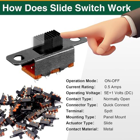 80 PCS SPDT Micro Slide Switch 3 PIN 2 موضع ، مفتاح تبديل رأسي صغير 3 مم 1P2T ، مفتاح Silver Mini On-Off متاح للمشاريع الإلكترونية ، مفاتيح Arduino in Kuwait