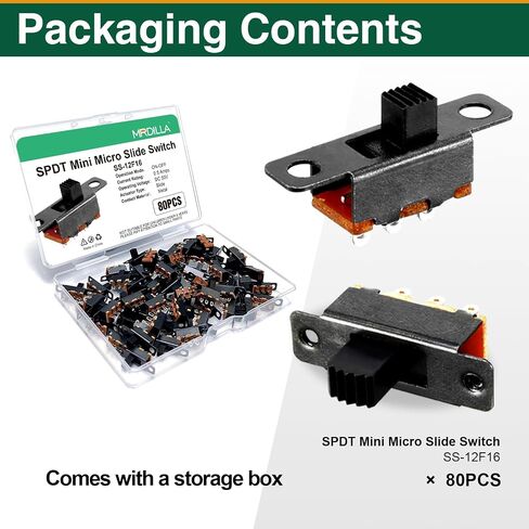80 PCS SPDT Micro Slide Switch 3 PIN 2 موضع ، مفتاح تبديل رأسي صغير 3 مم 1P2T ، مفتاح Silver Mini On-Off متاح للمشاريع الإلكترونية ، مفاتيح Arduino in Kuwait