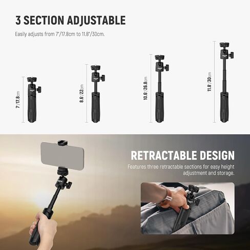 Neewer Mini Desktop Selfie Stick Trans Tripod متوافق مع iPhone GoPro Insta360 DJI مع محور مركزي مركزي مرتفع 360 درجة ، الكاميرا المكتبية الصغيرة المحمولة كاميرا ويب كاميرا خلوية. in Kuwait