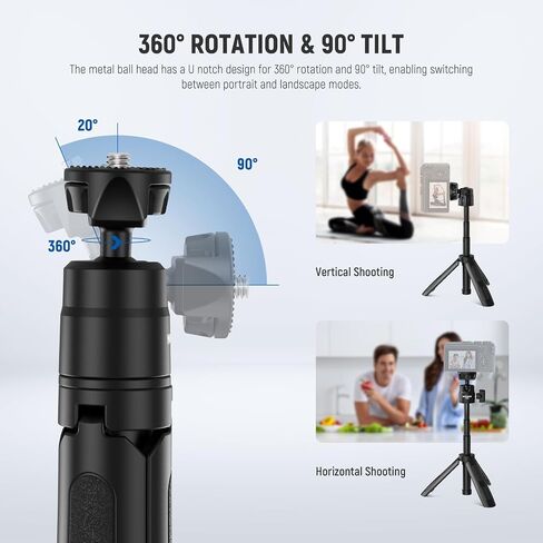 Neewer Mini Desktop Selfie Stick Trans Tripod متوافق مع iPhone GoPro Insta360 DJI مع محور مركزي مركزي مرتفع 360 درجة ، الكاميرا المكتبية الصغيرة المحمولة كاميرا ويب كاميرا خلوية. in Kuwait