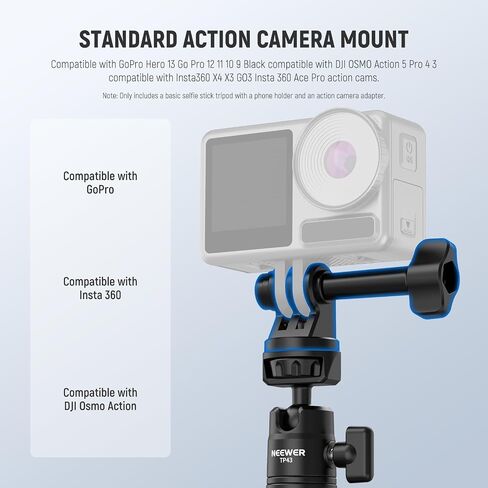 Neewer Mini Desktop Selfie Stick Trans Tripod متوافق مع iPhone GoPro Insta360 DJI مع محور مركزي مركزي مرتفع 360 درجة ، الكاميرا المكتبية الصغيرة المحمولة كاميرا ويب كاميرا خلوية. in Kuwait