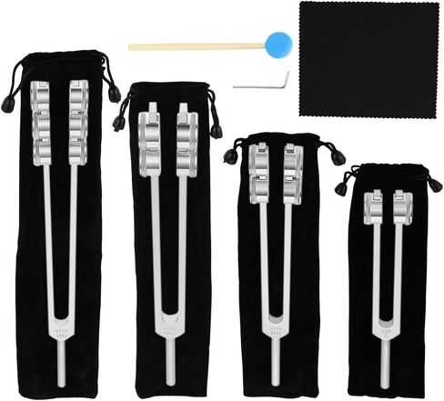 32 Hz 48 Hz 64 Hz and 128 Hz Otto Tuner Weighted Tuning Forks of 4 for stress alleviation, relaxation, with Handbag, Hammer and Wrench in Saudi Arabia