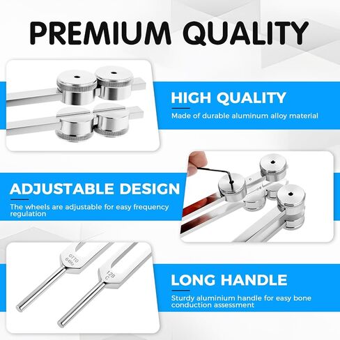 32 Hz 48 Hz 64 Hz and 128 Hz Otto Tuner Weighted Tuning Forks of 4 for stress alleviation, relaxation, with Handbag, Hammer and Wrench in Saudi Arabia