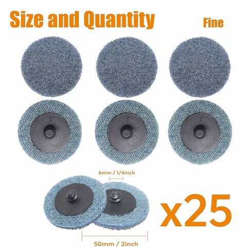 Merryland 25 Pack Surface Conditioning Disc 2 inch Mixed Quick Change Disc | 2inch Die Grinder, Sanding Disc Nylon Non-Woven Disc Paint Rust Metal Steel Iron Universal, DGTAA25C4 in Saudi Arabia