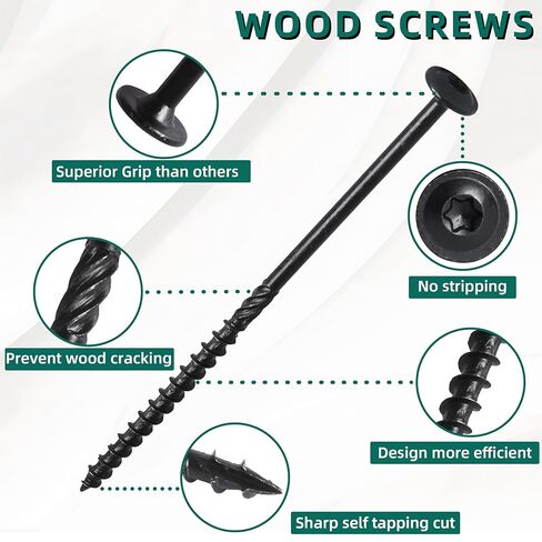 [حزمة من 50] مسامير هيكلية ،#14 × 6 بوصة سوداء سوداء الخشب الشاقة ، مسامير التأخير ، المسمار الخشب البناء الثقيل ، طلاء أسود مقاوم للصدأ ، مسامير خشبية ، محرك النجوم مع بت. in Saudi Arabia