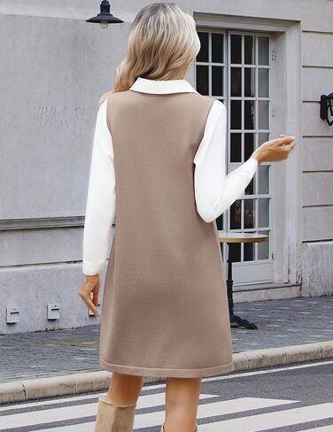 Zeagoo Women's Sweater Vest Dresses for Women 2025 V Neck Sleeveless Knit Pullover Sweater with Pockets Fall Winter Outfits in Saudi Arabia