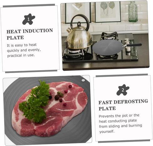 PRETYZOOM Defrosting Tray with Handle Multipurpose Thermal Guide Plate for Cooking and Fast Thawing Non-slip Design Suitable for Various Pots Black in Saudi Arabia