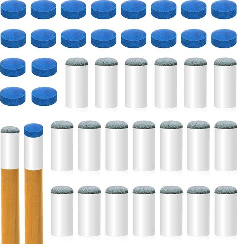 20 PCS Slip on Pool Cue Tips و 20 pcs pools leather pools blue tip 0.47 inch billiard arge tip pool stick stips stips for billiard pools counes issories in Kuwait